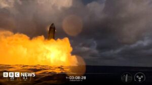 Watch: Starship splashdown ends in fireball