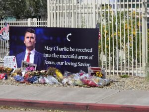 Charlie Kirk statue vandalised outside Turning Point USA headquarters