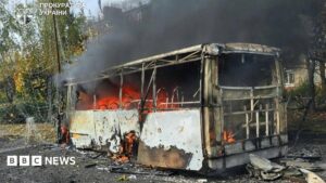 Russian strike on buses kills at least 30, say officials, as deadly attacks on Ukraine surge