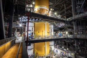 Artemis III SLS Core Stage Joins Boosters at Kennedy