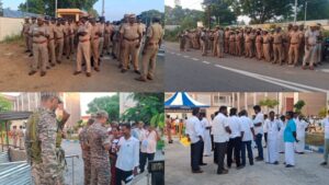 மதுராந்தகம் வாக்கு எண்ணிக்கை மையத்தில் பலத்த போலீஸ் பாதுகாப்பு! குவிந்த அரசியல் கட்சியினர்